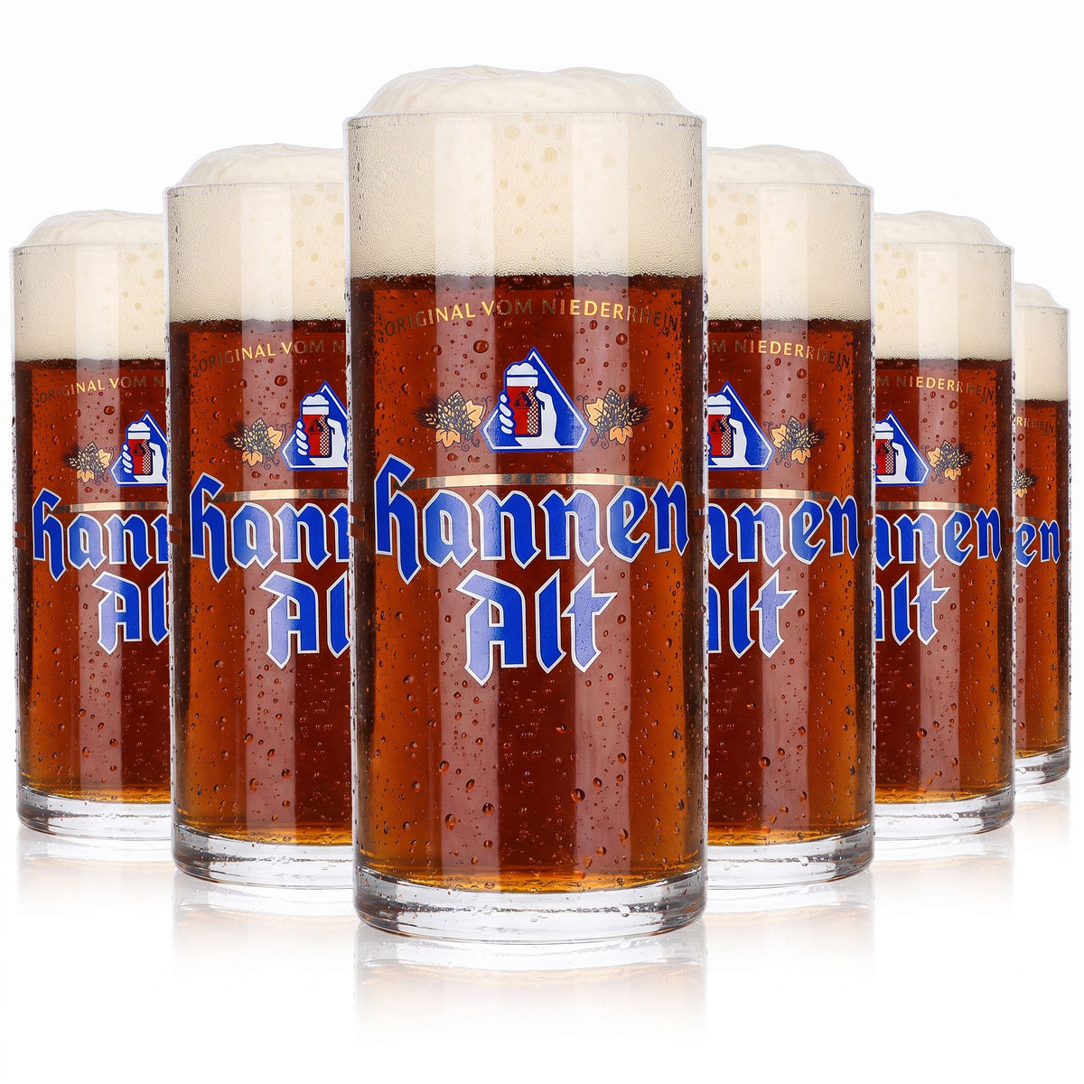 6 verres à bière Hannen Alt de 0,25 l, modèle « Becher », Basse-Rhénanie, Ritzenhoff, verre recyclé (lot de 6)