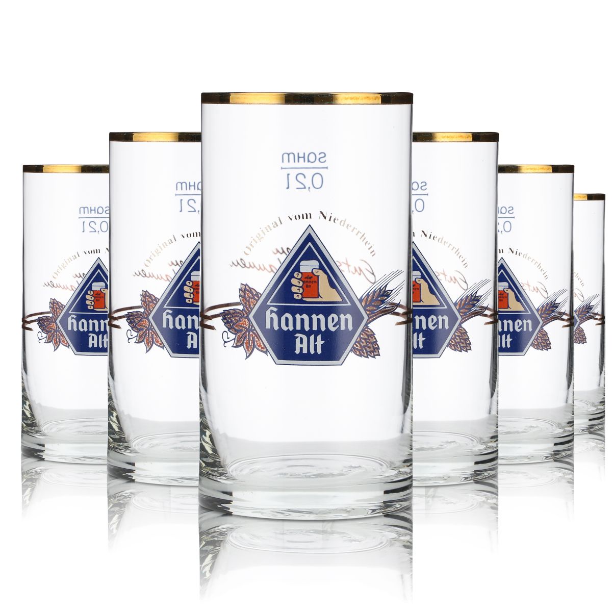 6 verres à bière Hannen Alt 0,2 l Verre à bière Alt Willi Becher Goldrand Brasserie