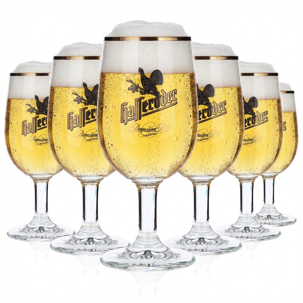 6 verres à bière Hasseröder en forme de coupe 0,2 l avec bord doré « Premium Pils » Ritzenhoff