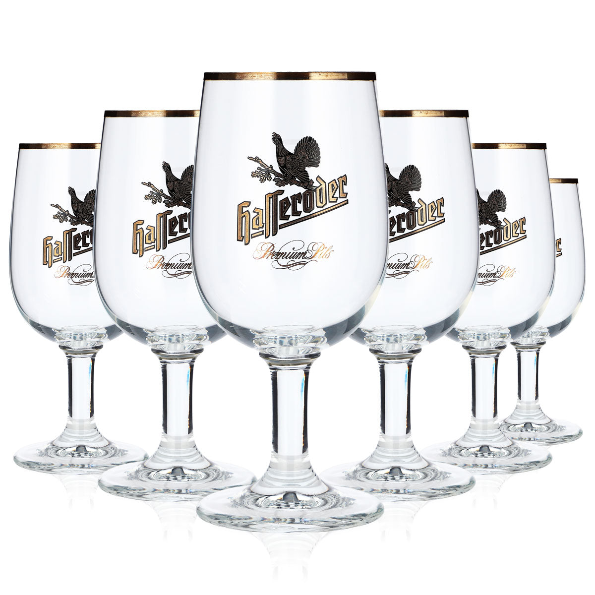 6 verres à bière Hasseröder en forme de coupe 0,2 l avec bord doré « Premium Pils » Ritzenhoff – Vue 5