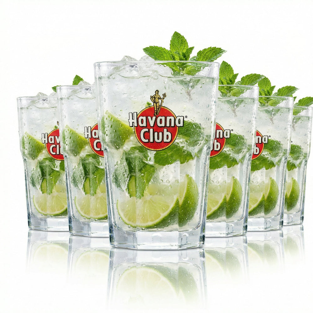 6 verres à long drink Havana Club 0,34 l – Set cocktail Cuba Libre avec trait de jauge