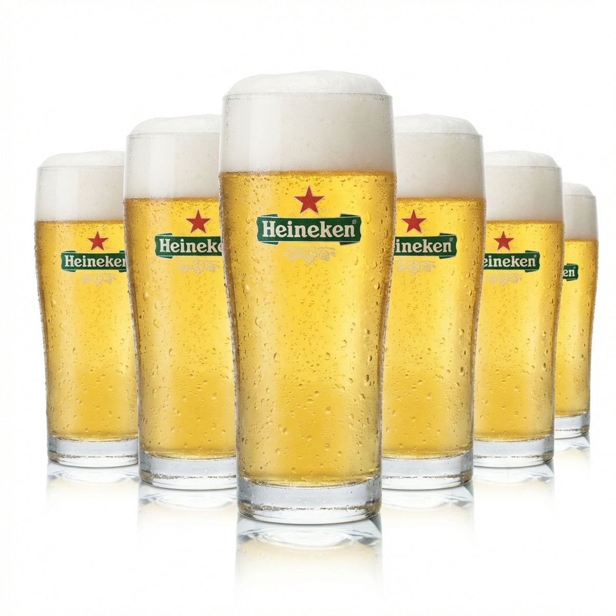 6 verres à bière Heineken 0,22 l, verres à pied, verres à bière, bar, pub, pinte, pinte de bière