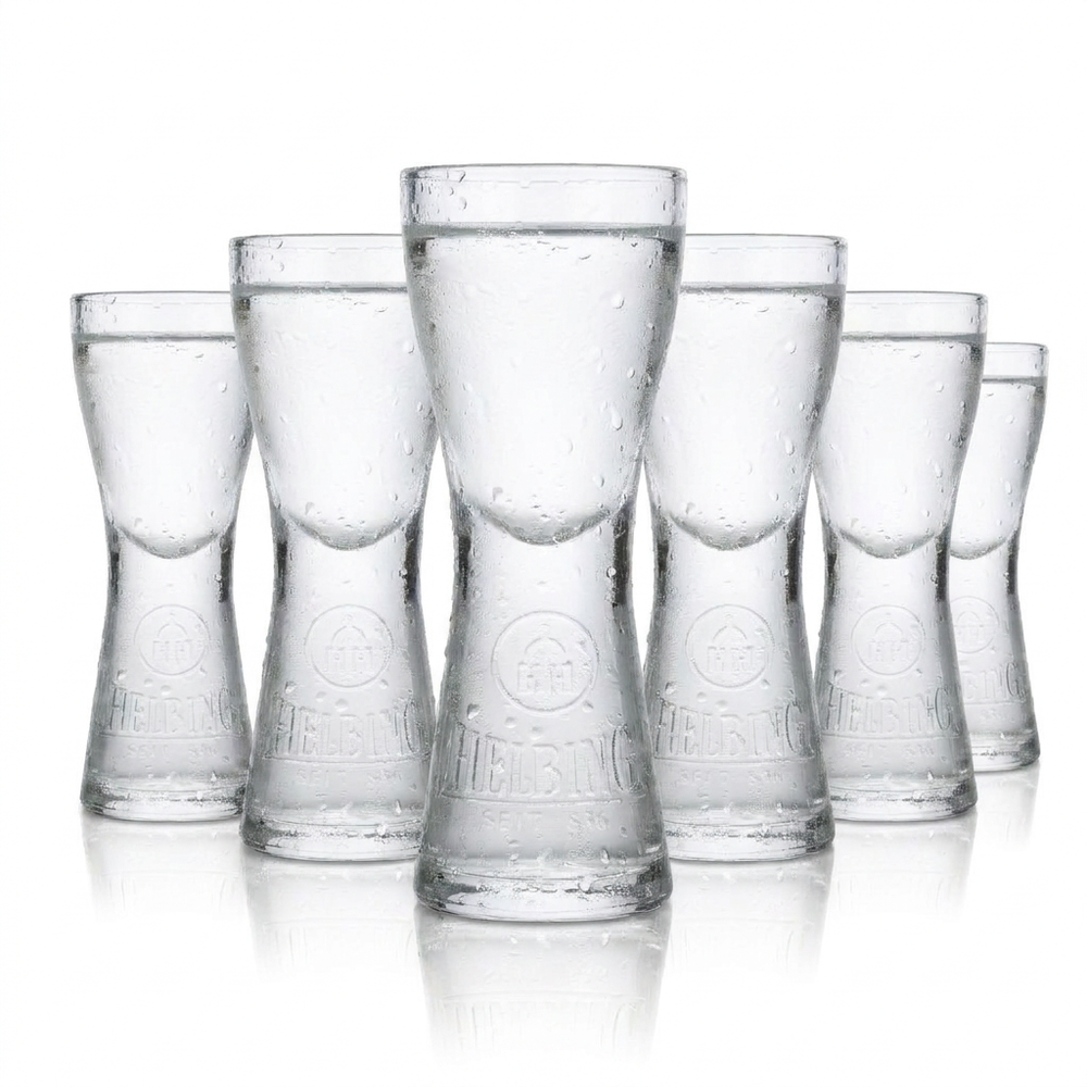6x Helbing  Kümmel Stamper Verre à shot Verre à schnaps court Verre design Hambourg