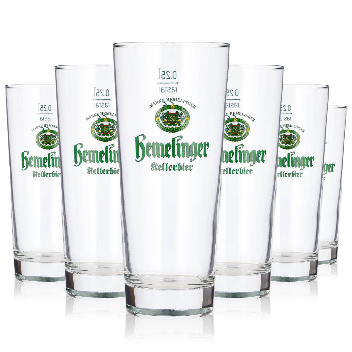 Lot de 6 verres à bière Hemelinger de 0,25 l, type long drink, avec logo vert « Rastal Kellerbier » (lot de 6)