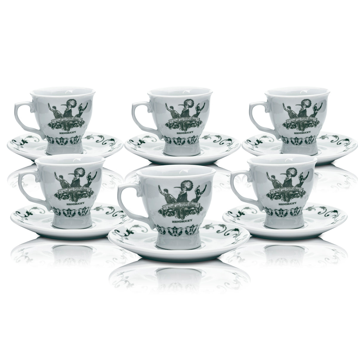 6 tasses Hendricks 170 ml + soucoupes Café Thé Verres à anse Gin Tonic