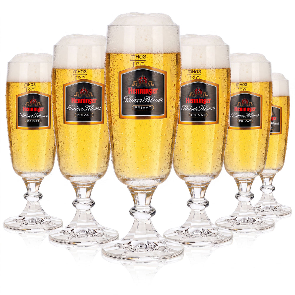 6 verres à bière Henninger de 0,2 l, modèle « Kaiser Pilsner » « Privat » Sahm (lot de 6)