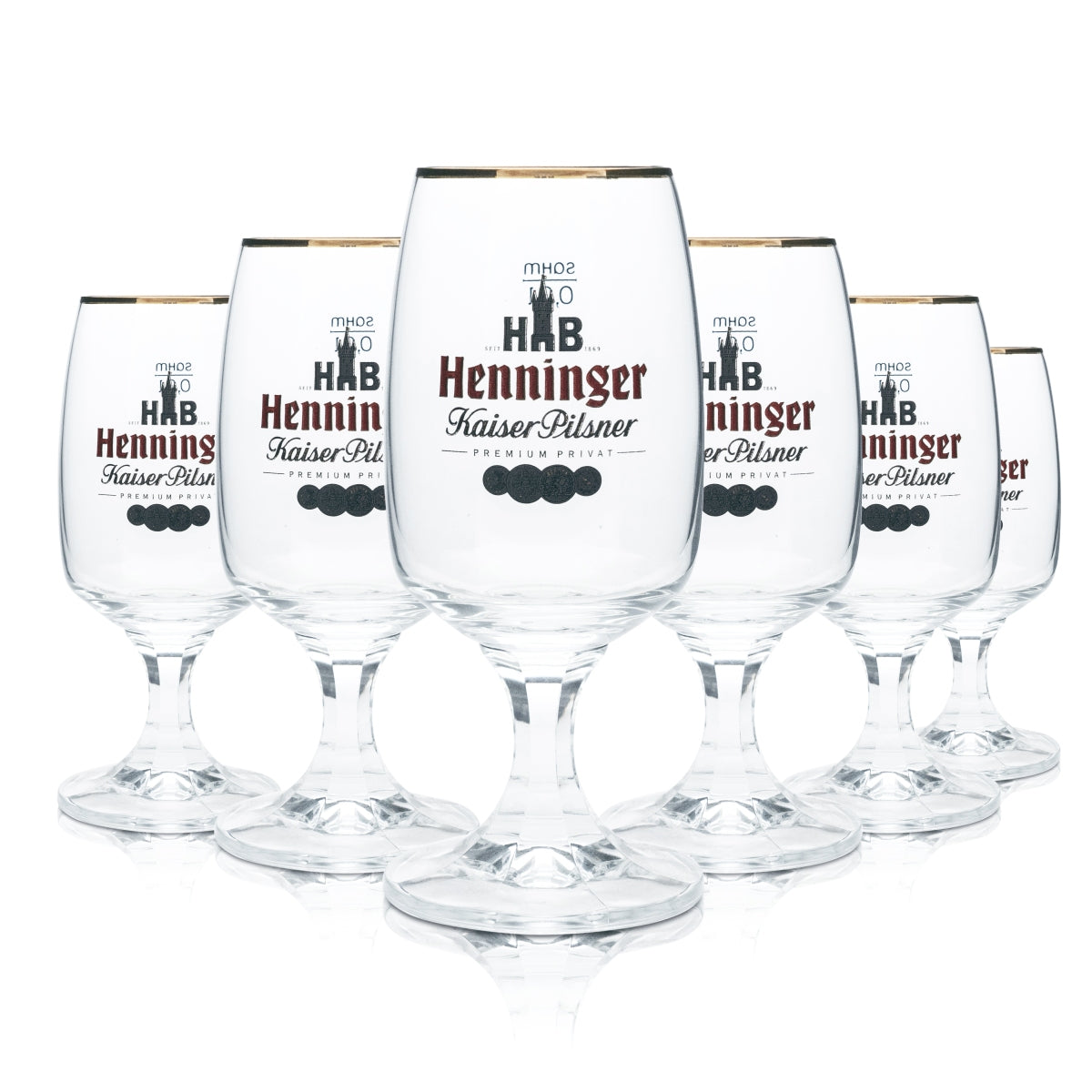 6 verres à bière Henninger 0,3 l, forme tulipe, bord bronze, verres Kaiser Pils Gastro Bar
