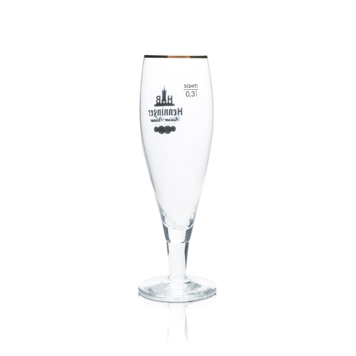 6 verres à bière Henninger 0,3 l, forme tulipe, bord doré, verres gastronomiques, brasserie, bar – Vue 3