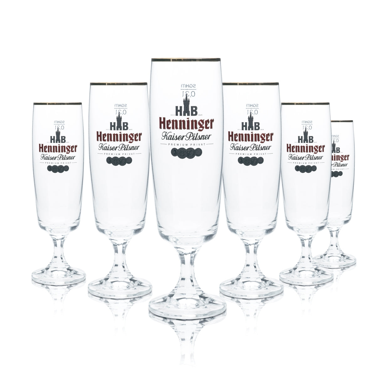 6 verres à bière Henninger 0,3 l, forme tulipe, bord bronze, verres Kaiser Pils Gastro Bar