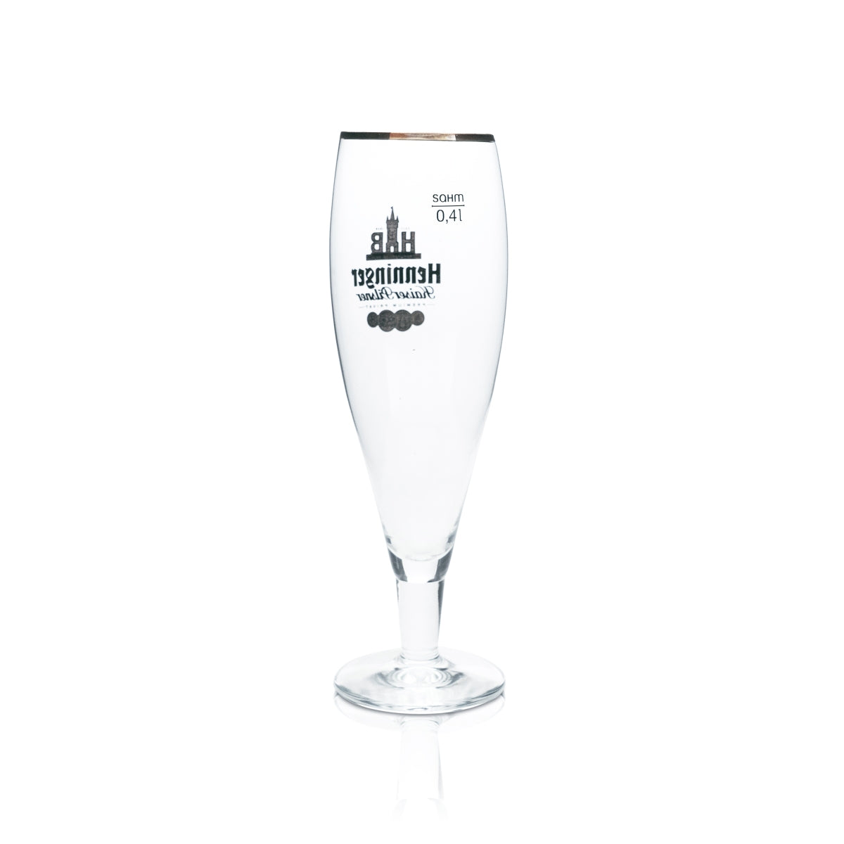6 verres à bière Henninger 0,4 l, forme tulipe, bord bronze, verres gastronomiques, brasserie Bräu – Vue 3