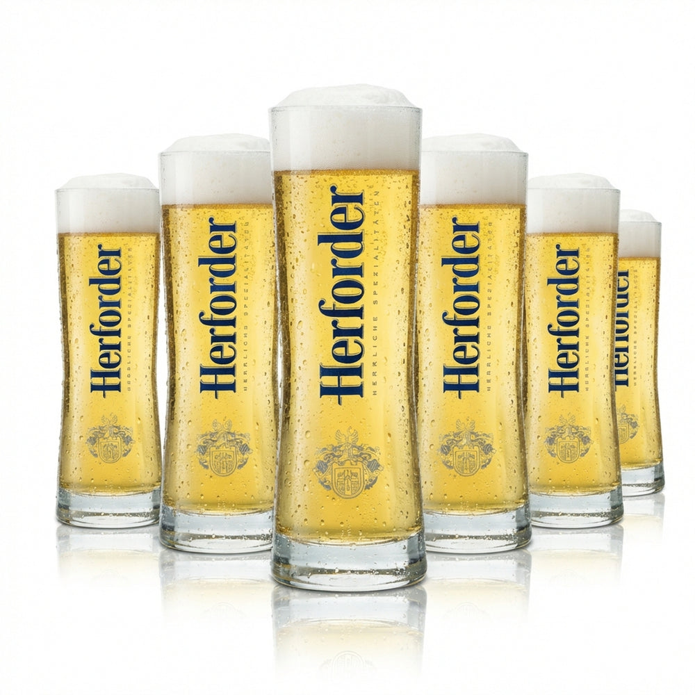 6 verres à bière Herforder 0,25 l, forme cylindrique, verres à pils, verres de brasserie, pour bars et restaurants