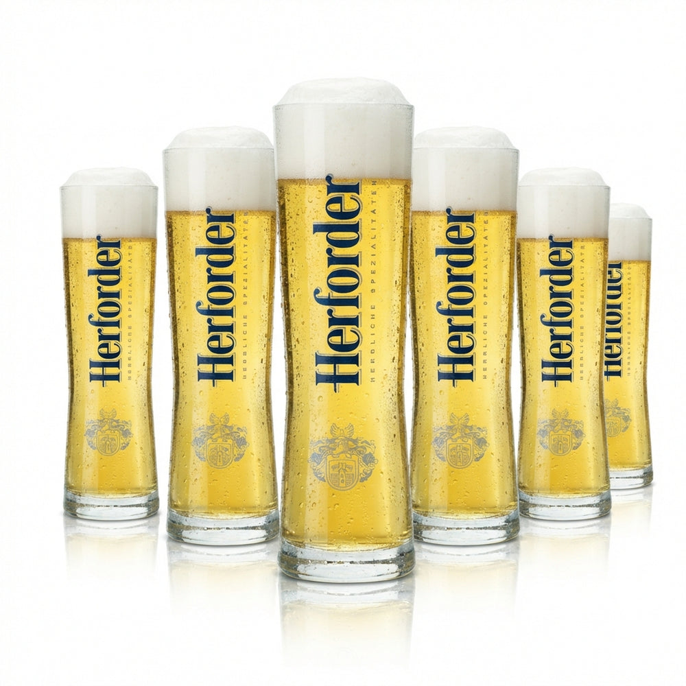 6 verres à bière Herforder 0,2 l, forme cylindrique, forme coupe, verres à pils, brasserie, bar, restauration