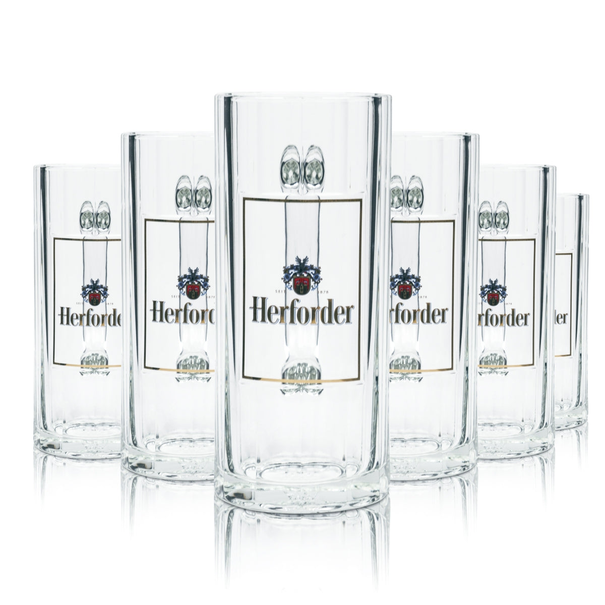 6 verres à bière Herforder 0,4 l, chopes Wallenstein Sahm Seidel avec anse, verres, chopes, bar