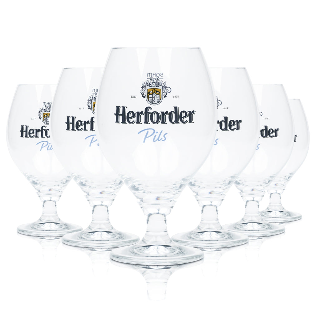 6 verres à bière Herforder 0,4 l, forme tulipe, pied, brevetés
