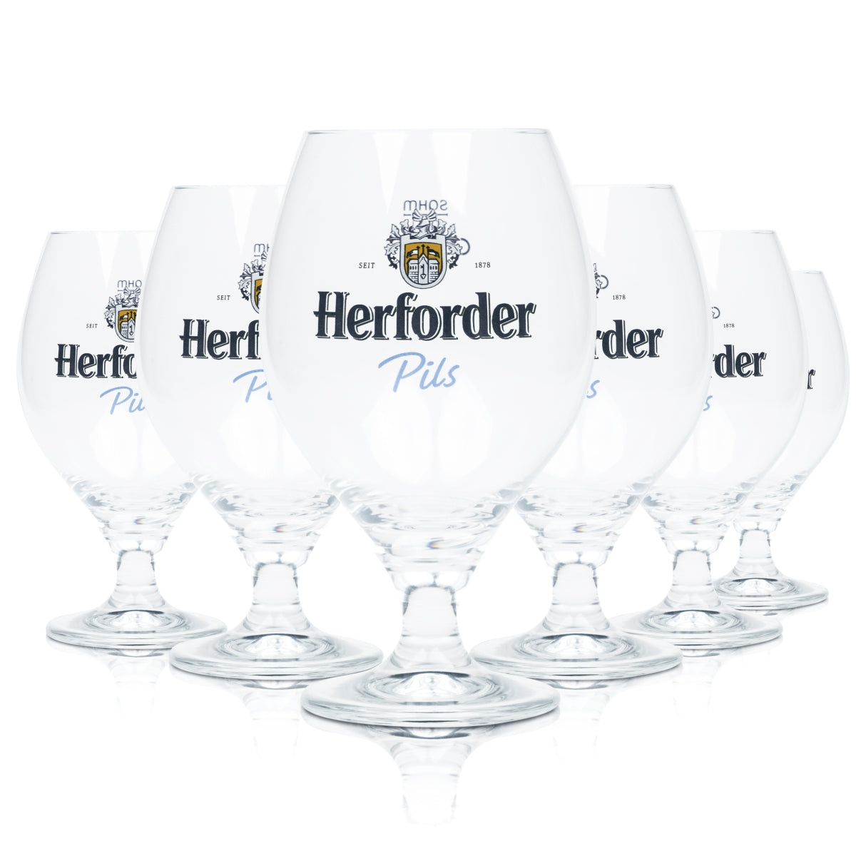 6 verres à bière Herforder 0,4 l, forme tulipe, pied, brevetés