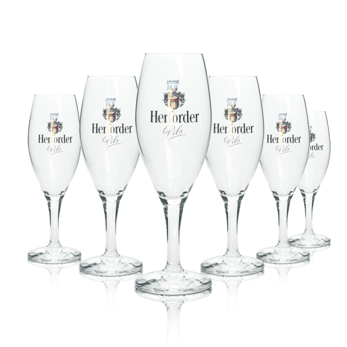 6 verres à bière Herforder Pils 0,3 l, forme tulipe, avec pied, marque Imperia Sahm, brasserie