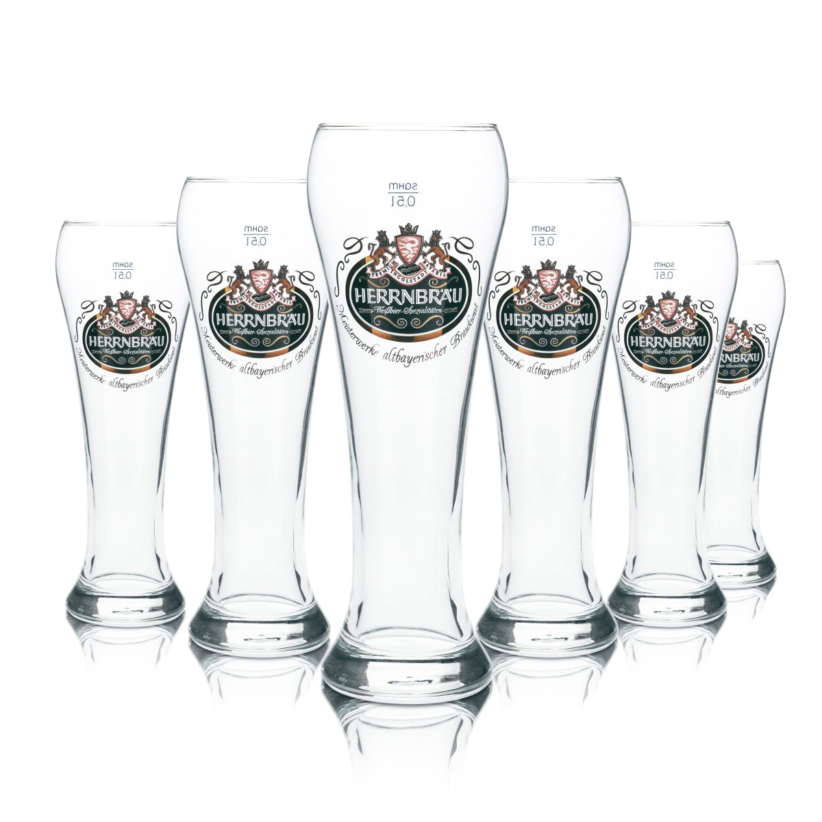 6 verres à bière Herrbräu 0,5 l, bière blanche, levure, verres, brasserie, bar, café