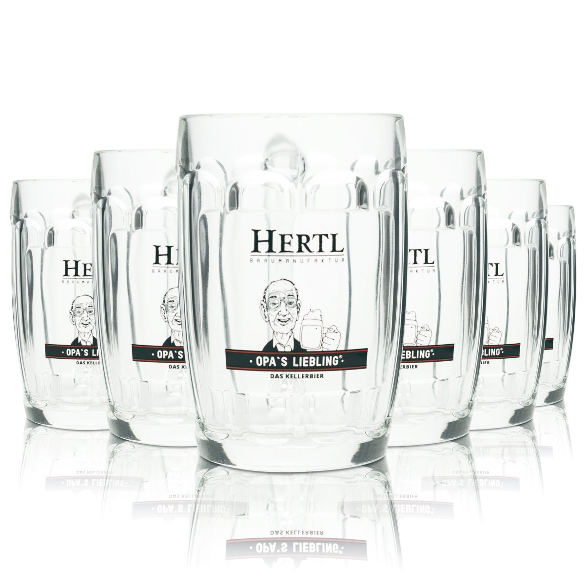 6 verres à bière Hertl 0,3 l, chope « Opa's Liebling » (la préférée de grand-père), verres à bière « Kellerbier » (bière de cave) avec anse