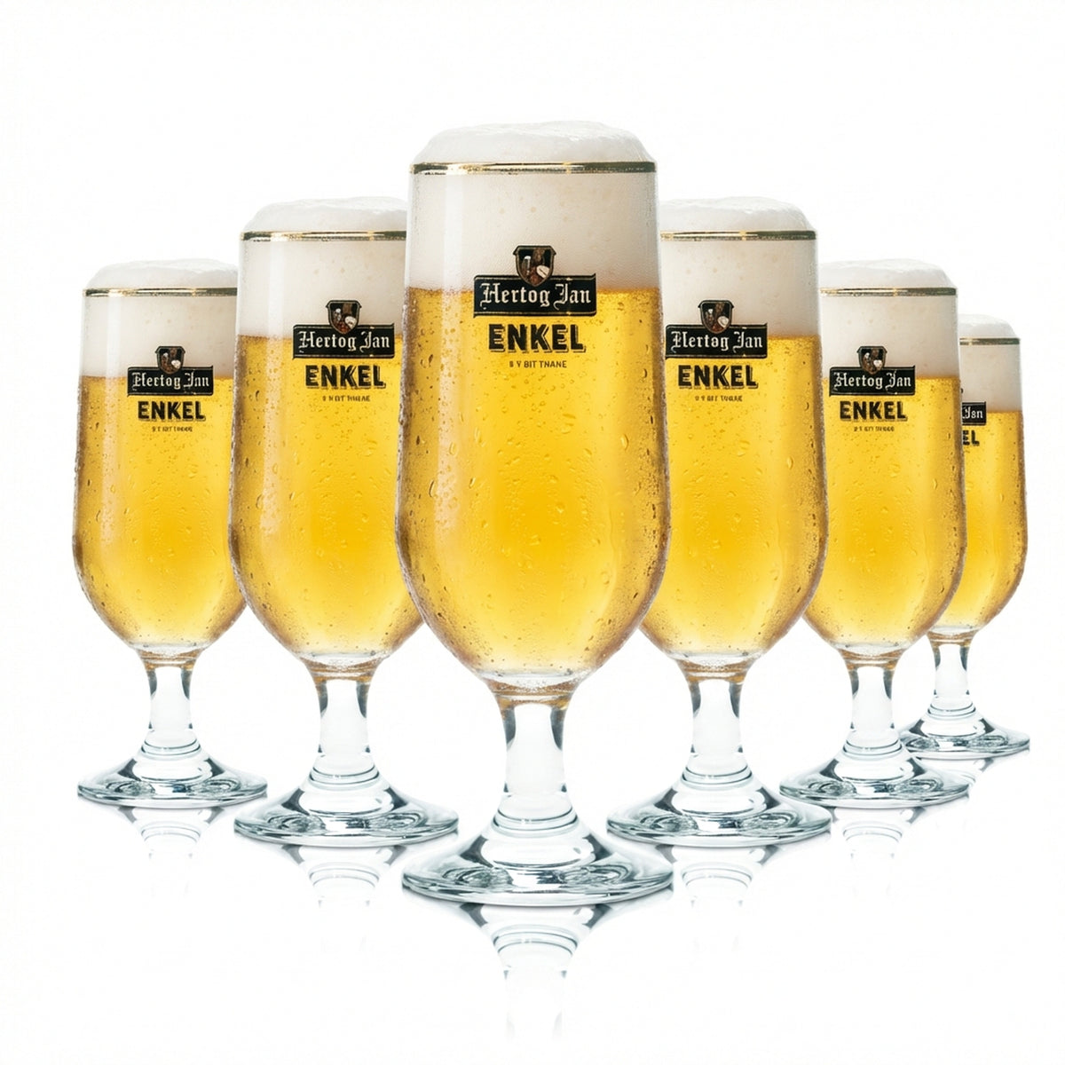 6 verres à bière Hertog Jan 0,25 l, forme tulipe, bord doré, Pays-Bas, artisanat