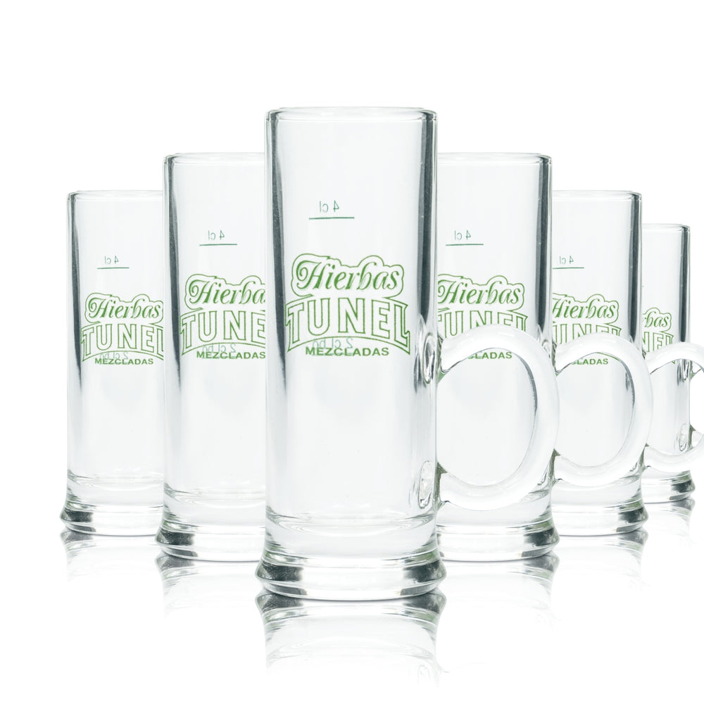 6x Verre à liqueur Hierbas Tunel 4 cl, verre à shot, petite chope à anse, Majorque