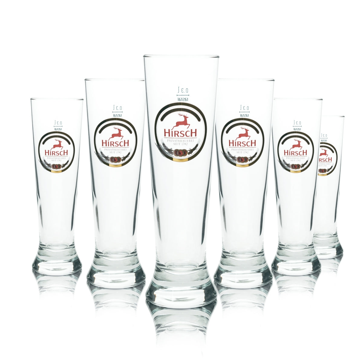 6 verres à bière Hirsch Bräu 0,3 l Tulipe Merkur Rastal Verres Coupe Pils Export Beer