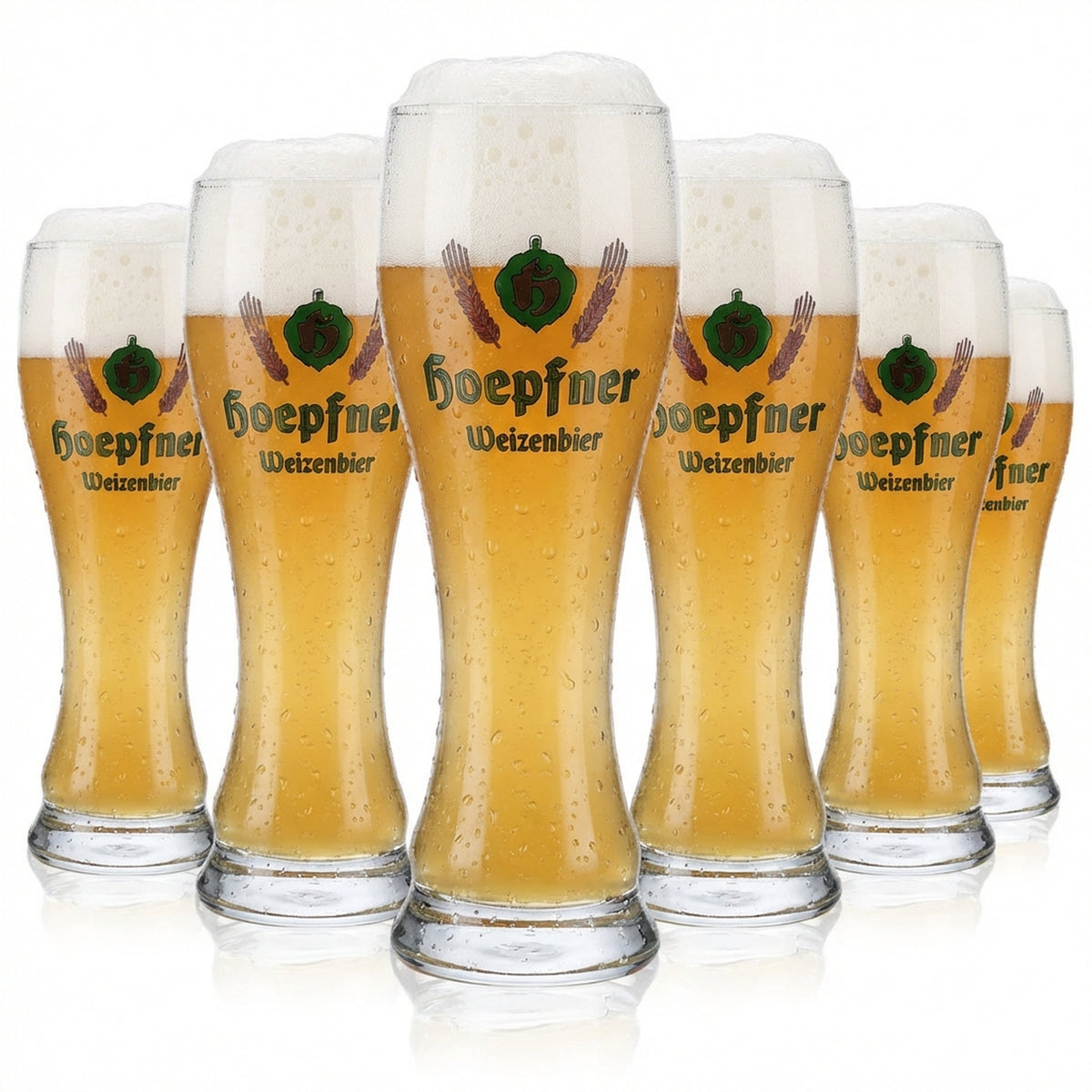 6 verres à bière Hoepfner 0,5 l Verre à bière blanche Logo vert Sahm Walchensee