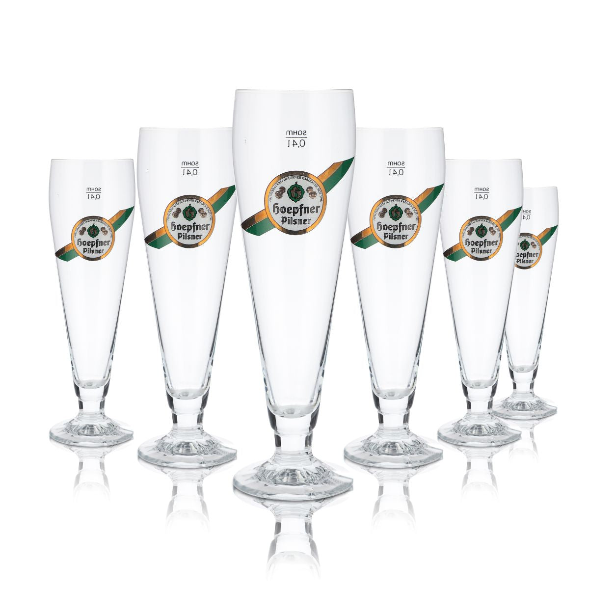 6x Hoepfner verre 0,4l coupe Pilsner tulipe bière set de verres brasserie Karlsruhe