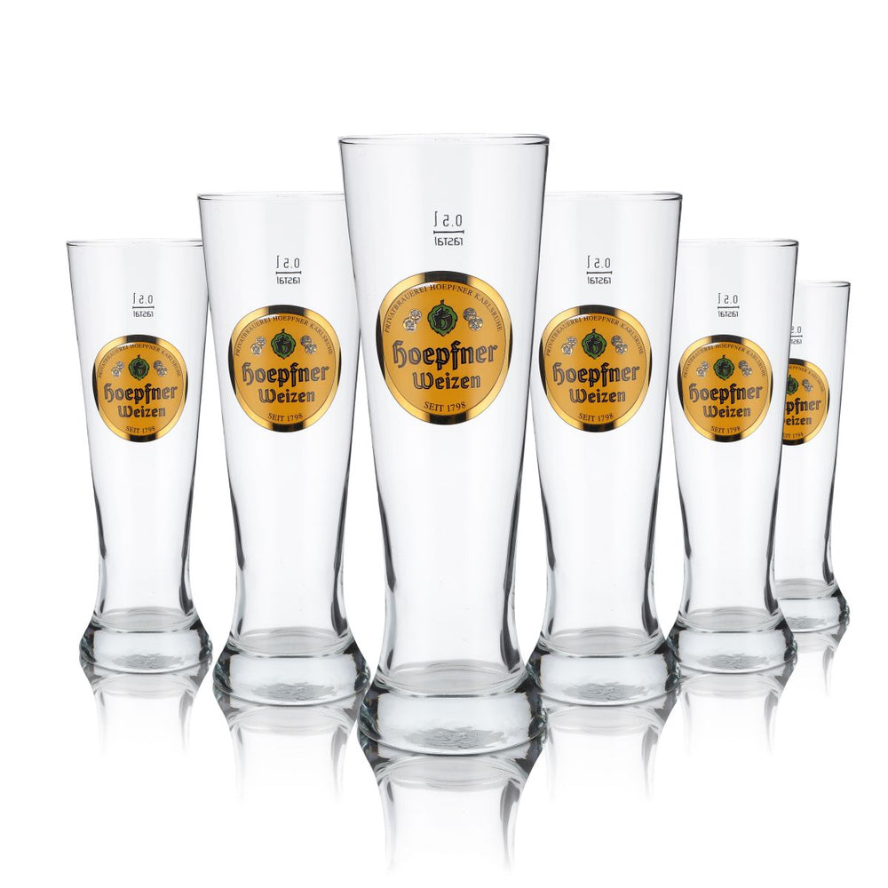 6 verres Hoepfner 0,5 l Verres à bière blanche Hefeweizen Set de verres Brasserie Karlsruhe
