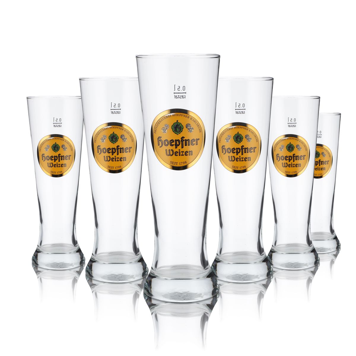 6 verres Hoepfner 0,5 l Verres à bière blanche Hefeweizen Set de verres Brasserie Karlsruhe
