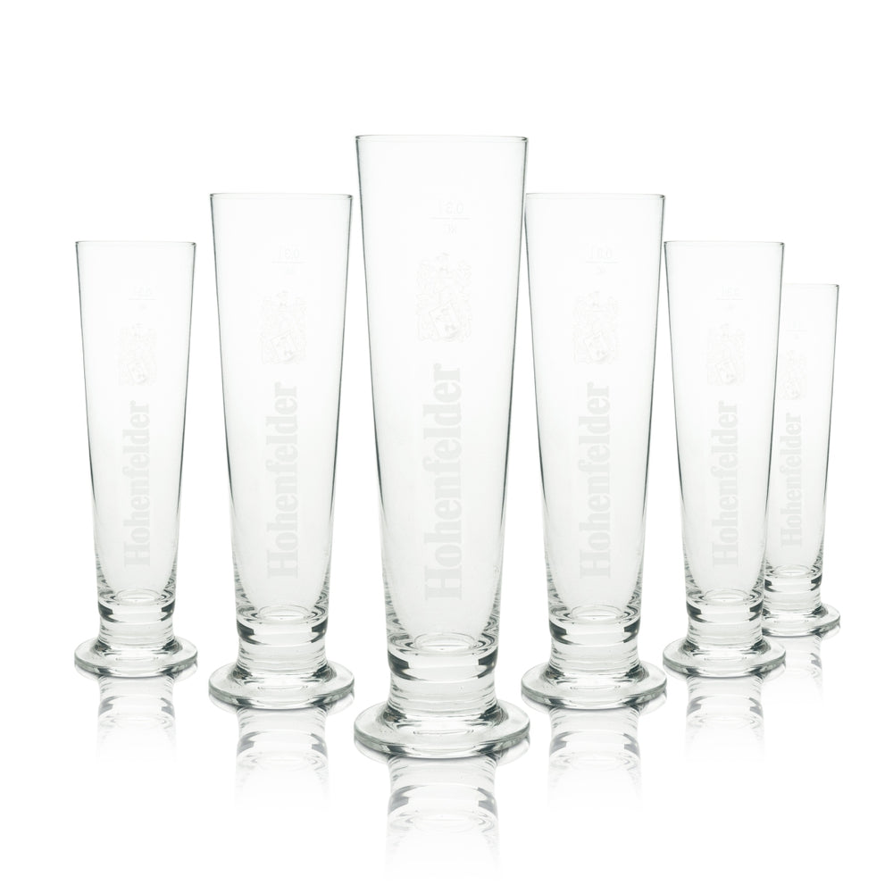 6x verre à bière Hohenfelder, inscription blanche, 0,3 l
