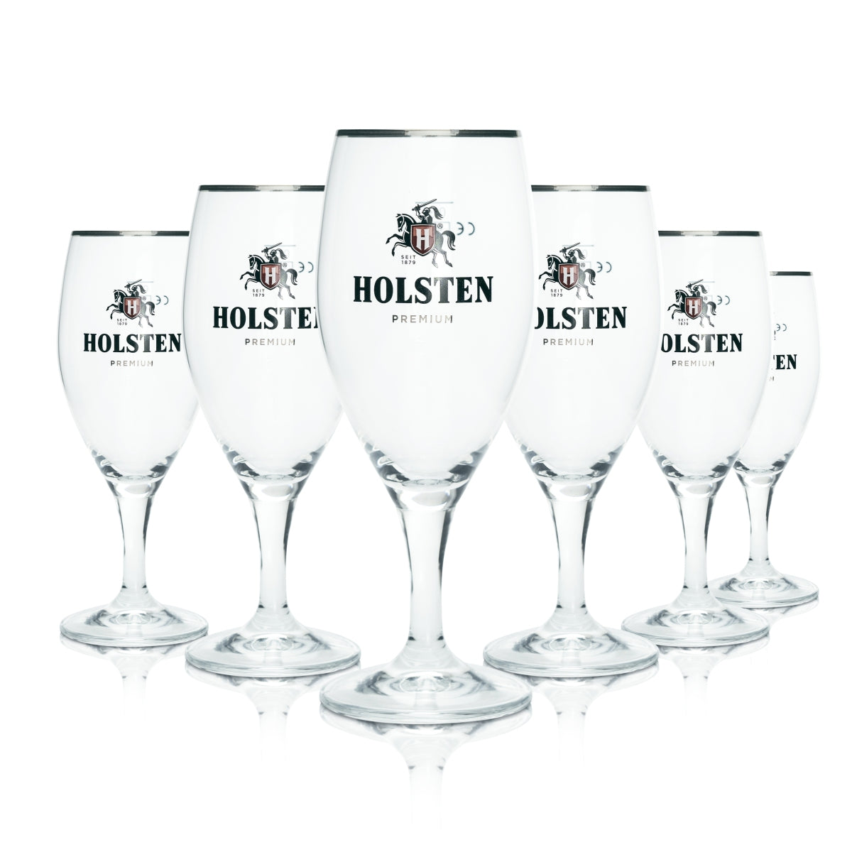 6 verres à bière Holsten 0,3 l Premium Pokal, bord platine, forme tulipe, calibrés pour la restauration