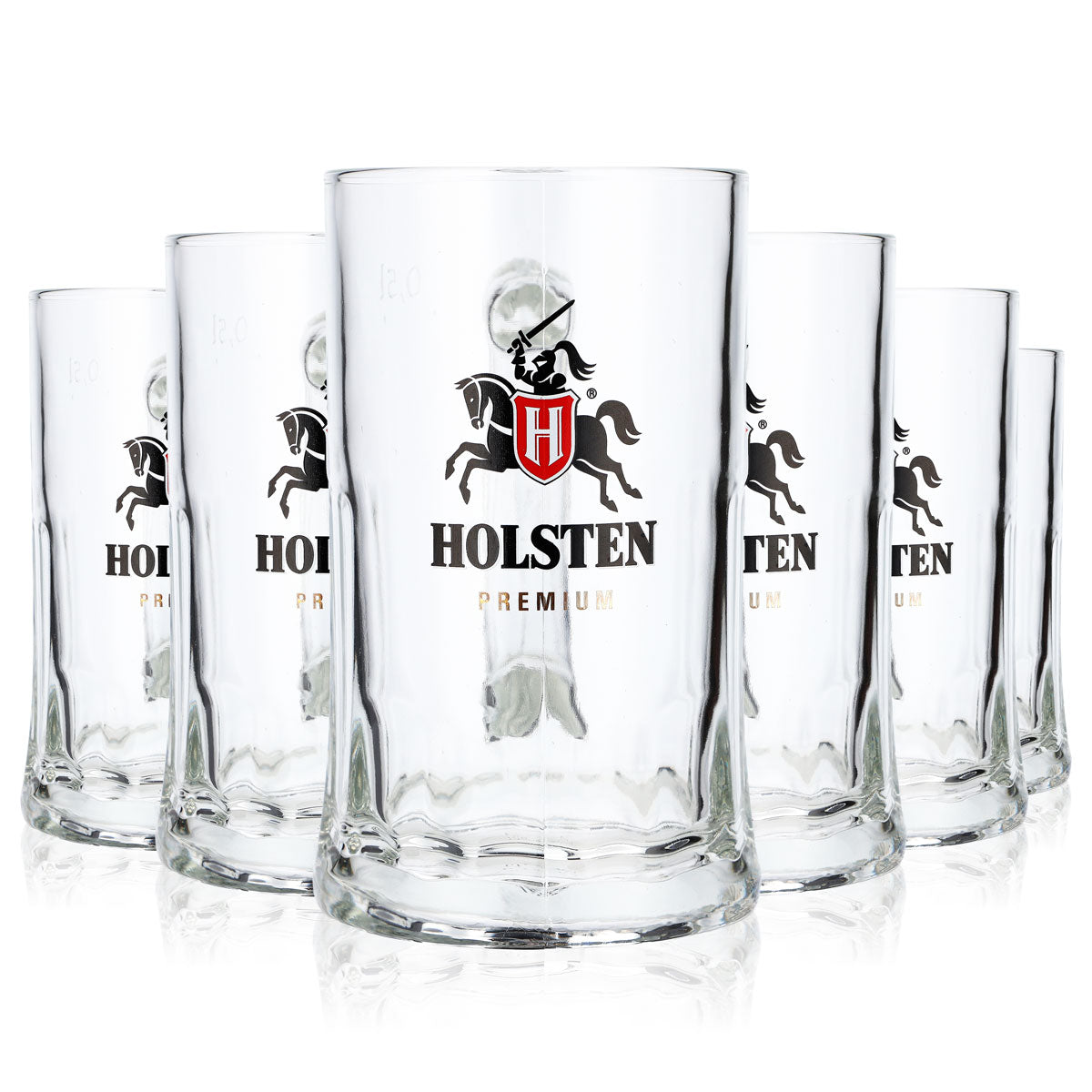 6 verres à bière Holsten de 0,5 l avec grand logo « Premium » doré et crème (lot de 6)