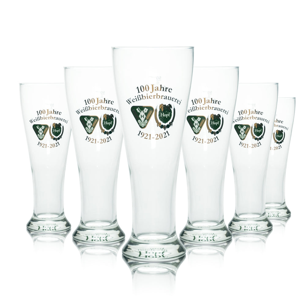 6 verres à bière Hopf 0,5 l, édition spéciale anniversaire 100 ans de brassage