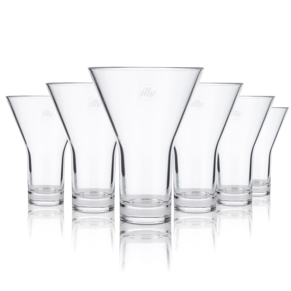 6x Illy verre 0,34l tasse à café VForm Espresso Moka Italie Gastro Café Bistro