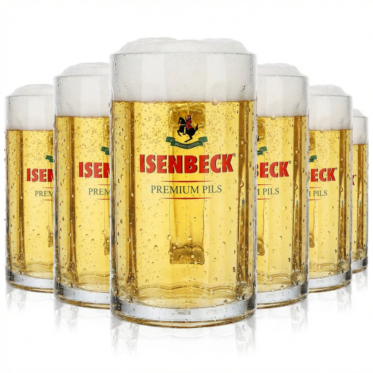 6 chopes à bière Isenbeck 0,5 l avec anse Glückauf Seidel Rastal