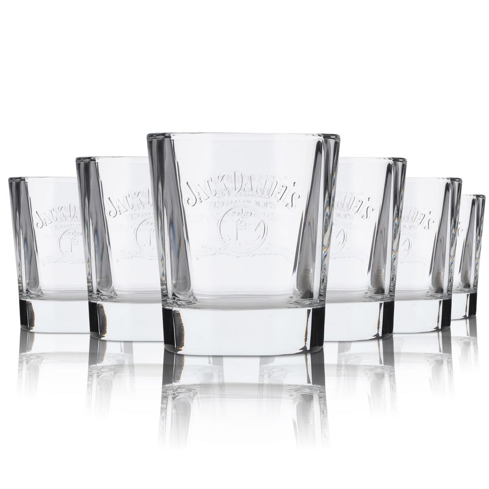 6 verres Jack Daniels 0,27 l, verres à whisky, ensemble, verre en relief, verre à long drink