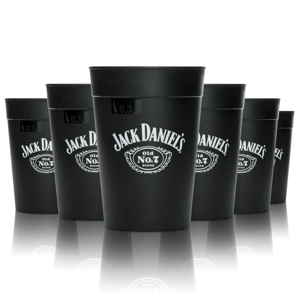 6 gobelets à whisky Jack Daniels noirs réutilisables 0,3 l