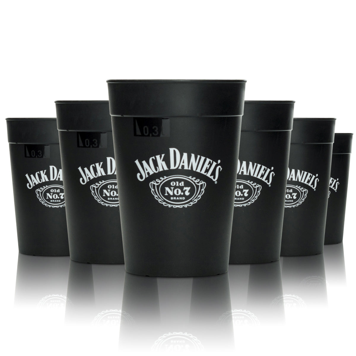 6 gobelets à whisky Jack Daniels noirs réutilisables 0,3 l