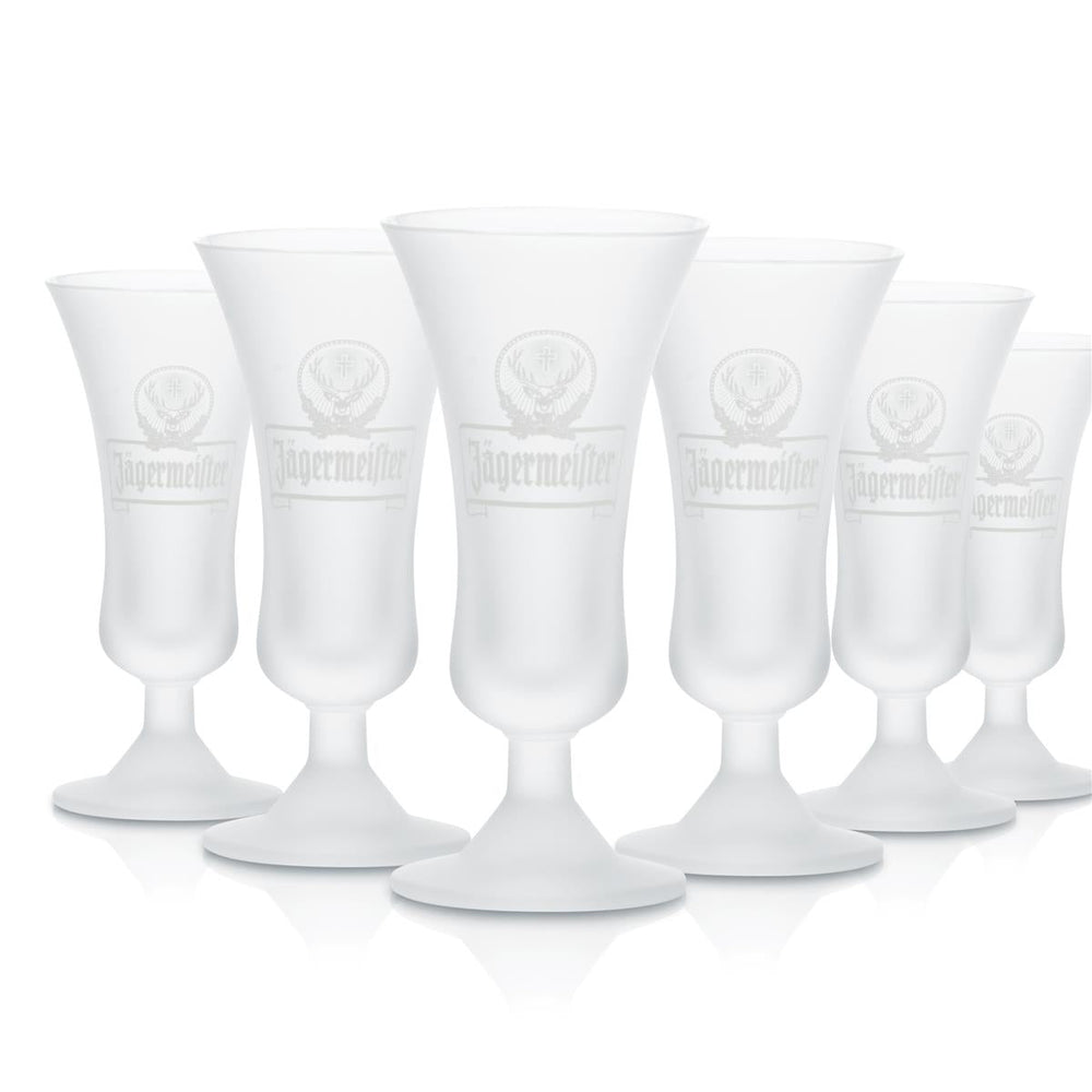 6 verres Jägermeister 4 cl Verres à schnaps Verres à pied Satinés Verres à shot Set de verres courts