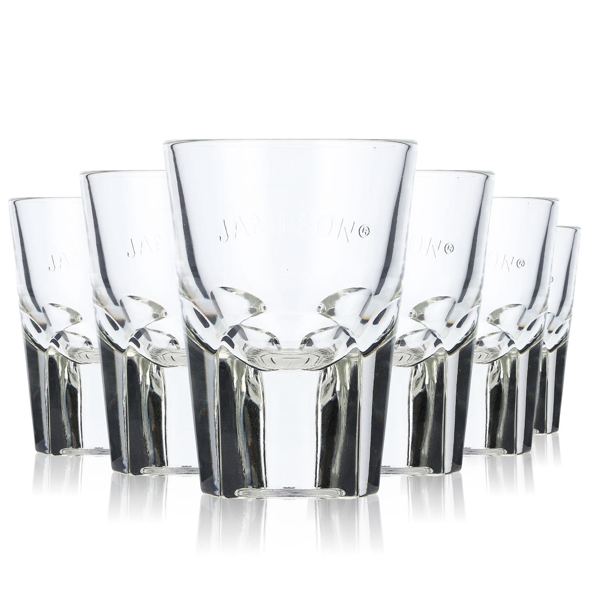 6x Jameson Whiskey Verre à shot Stamper Court 2 cl/4 cl Relief Fond triangulaire