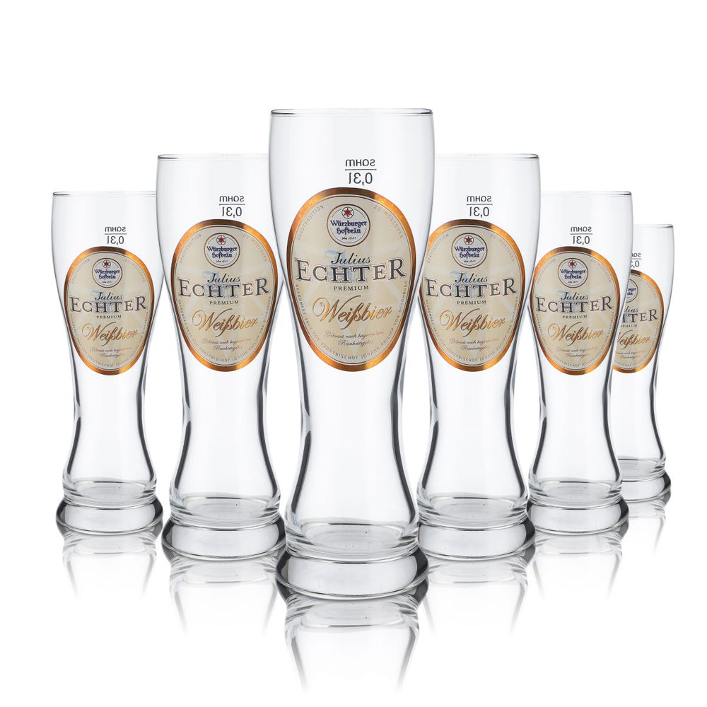 6 verres Julius Echter 0,3 l Verres à bière blanche Verres Hefeweizen Forêt-Noire GOLD
