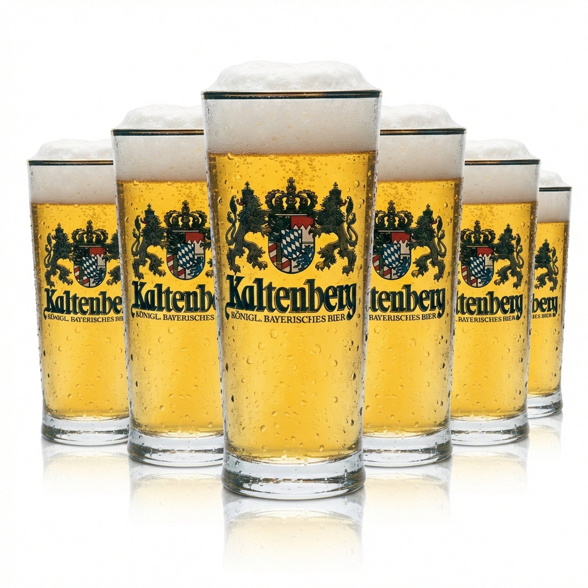 6 verres Kaltenberg 0,25 l à bière avec bord doré, verres calibrés, restauration, brasserie, bar