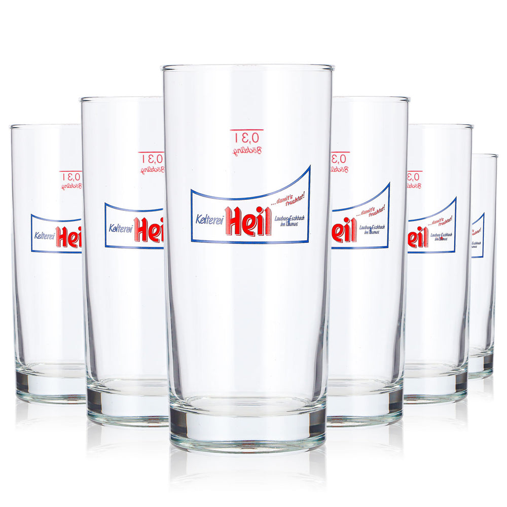 6 verres à cidre « Kelterei Heil » de 0,3 l, format long drink, logo rouge Böckling (lot de 6)