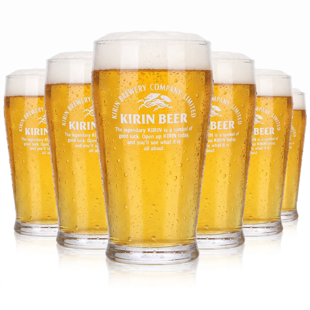 Lot de 6 verres à bière Kirin Ichiban, 0,17 l, avec logo blanc