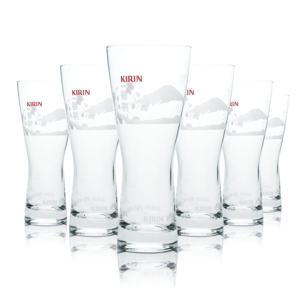 6 verres à bière Kirin Ichiban 0,25 l, forme tulipe, Japon, bière Half Pint