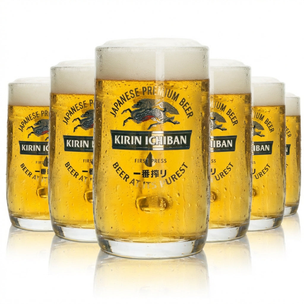 6 verres à bière Kirin Ichiban 0,3 l, chopes japonaises, verres à bière premium Seidel Bar