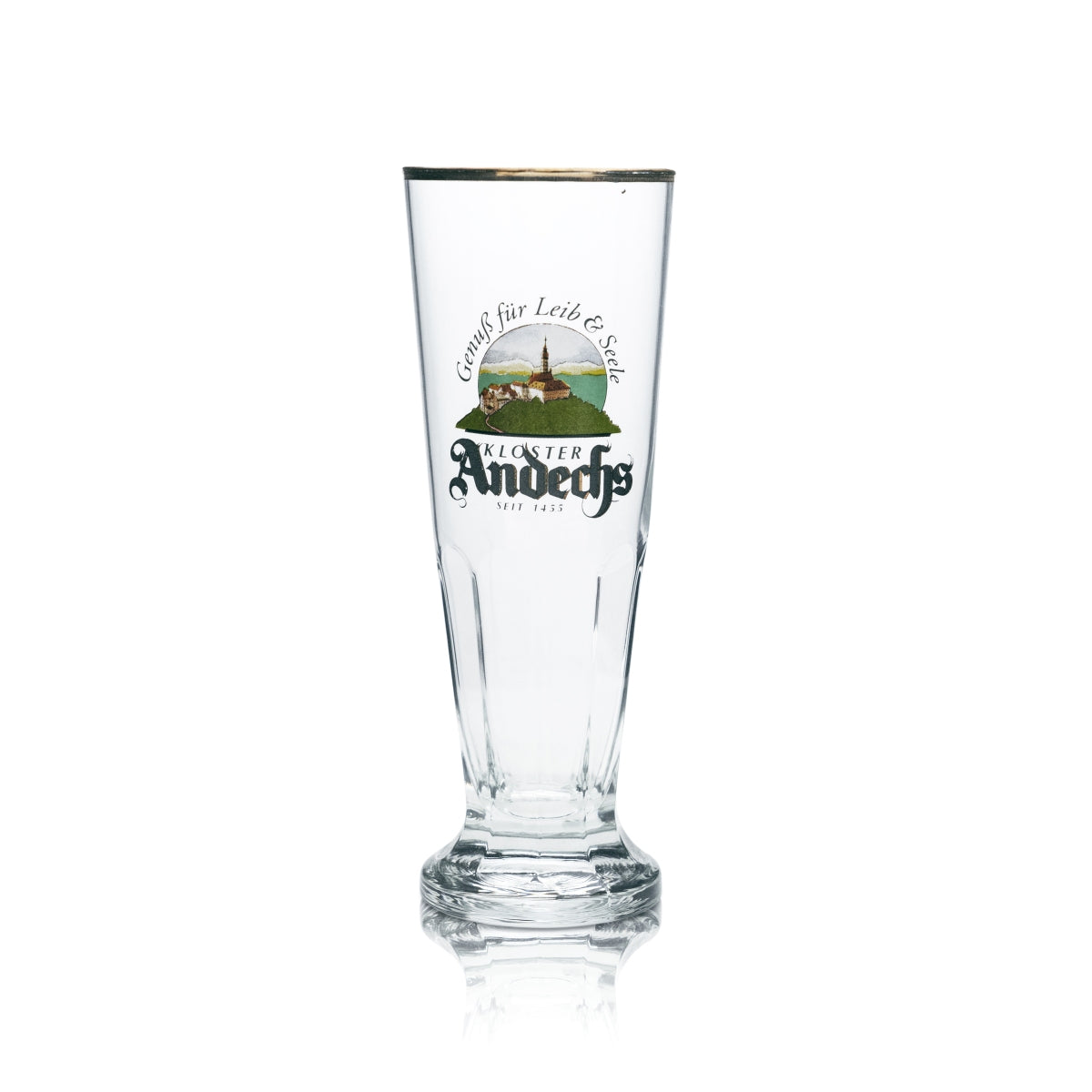 6 verres à bière Andechs Kloster 0,3 l, forme tulipe, bord doré, verres gastronomiques Brau – Vue 2