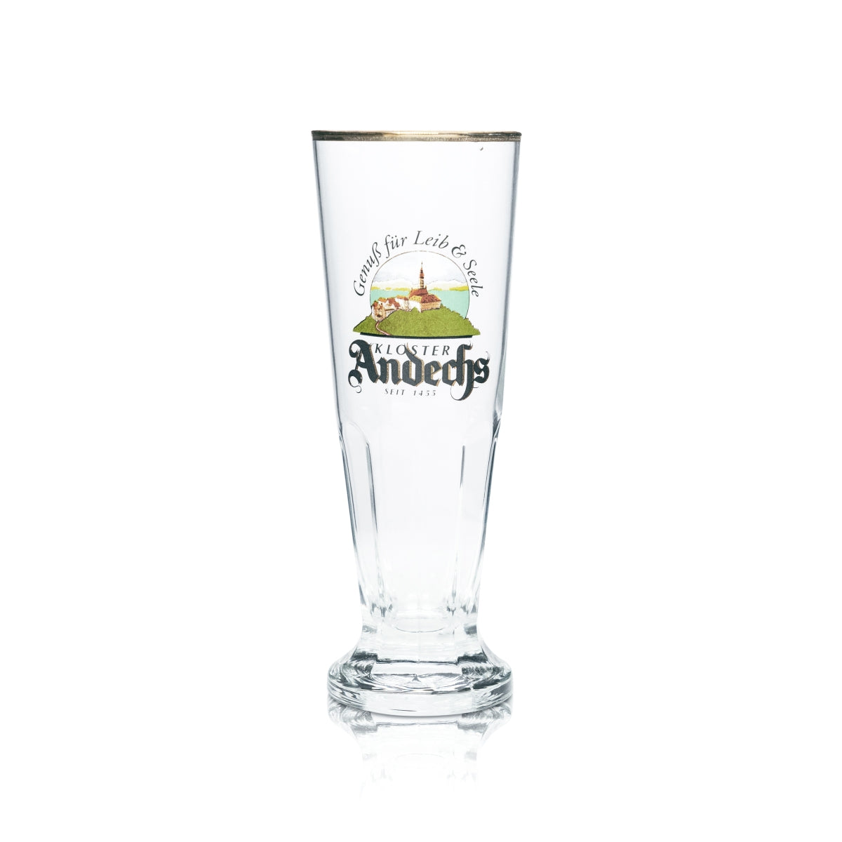 6 verres à bière Andechs Kloster 0,3 l, forme tulipe, bord doré, verres gastronomiques Brau – Vue 4