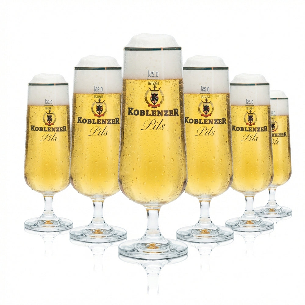 6 verres à bière de Coblence 0,25 l, forme tulipe, bord doré, verres à bière Pils, bar gastronomique