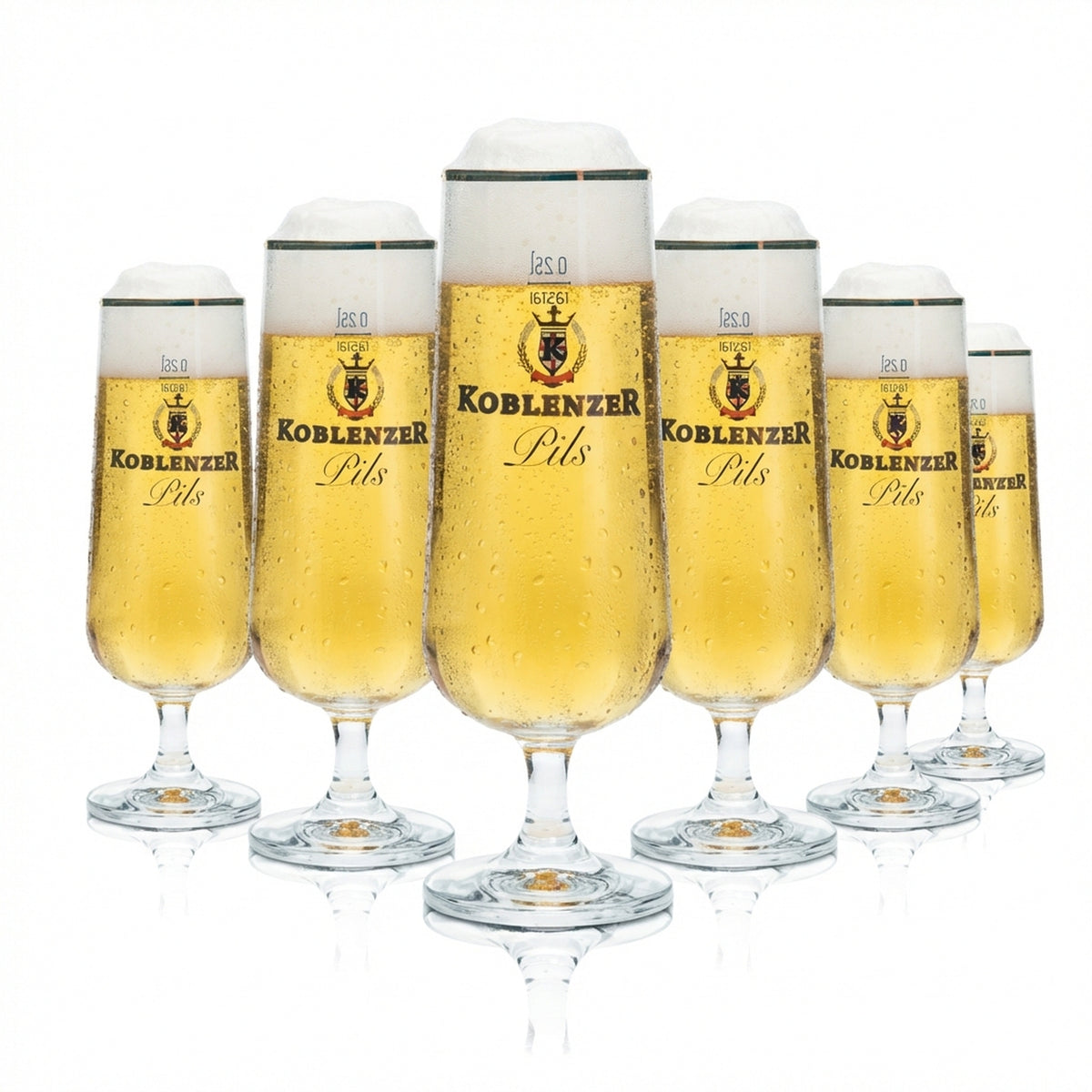 6 verres à bière de Coblence 0,25 l, forme tulipe, bord doré, verres à bière Pils, bar gastronomique